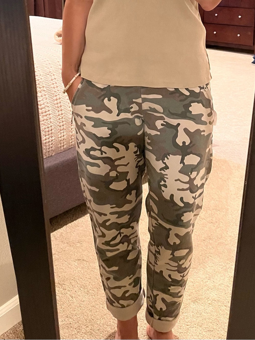 Nostalgia Olive Green and Cream Camo Jogger Pants